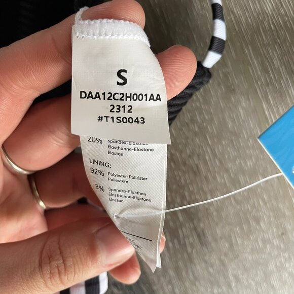 NWT Cupshe Black White Cute Ribbed and Strappy Bikini - Size Small - Picture 4 of 6